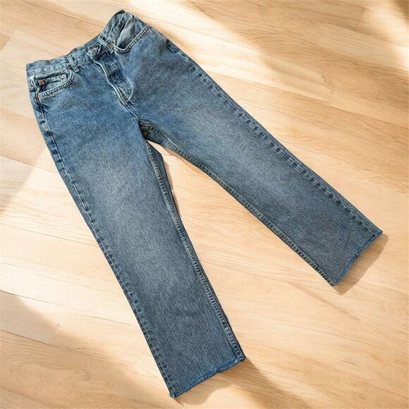Topshop Straight Mom Retro Jeans 25” Light Wash High Rise Button Fly - Picture 1 of 8